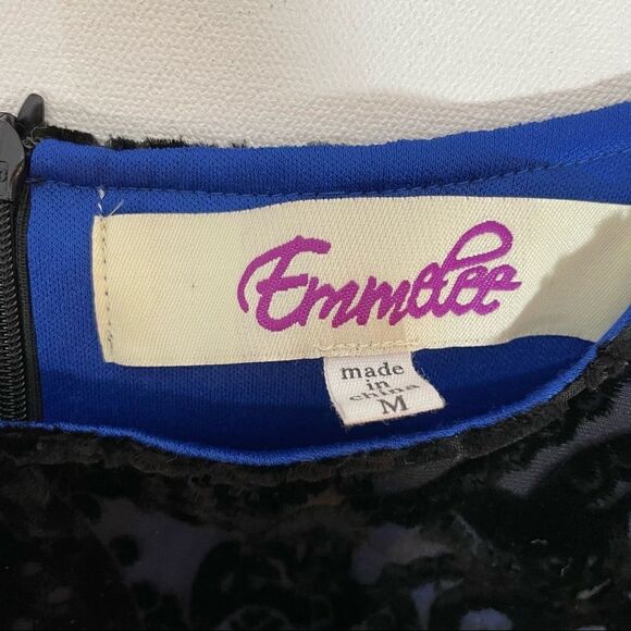 Vintage Emmelee navy velvet burnout layered fitted sheath dress size Medium - Picture 6 of 9